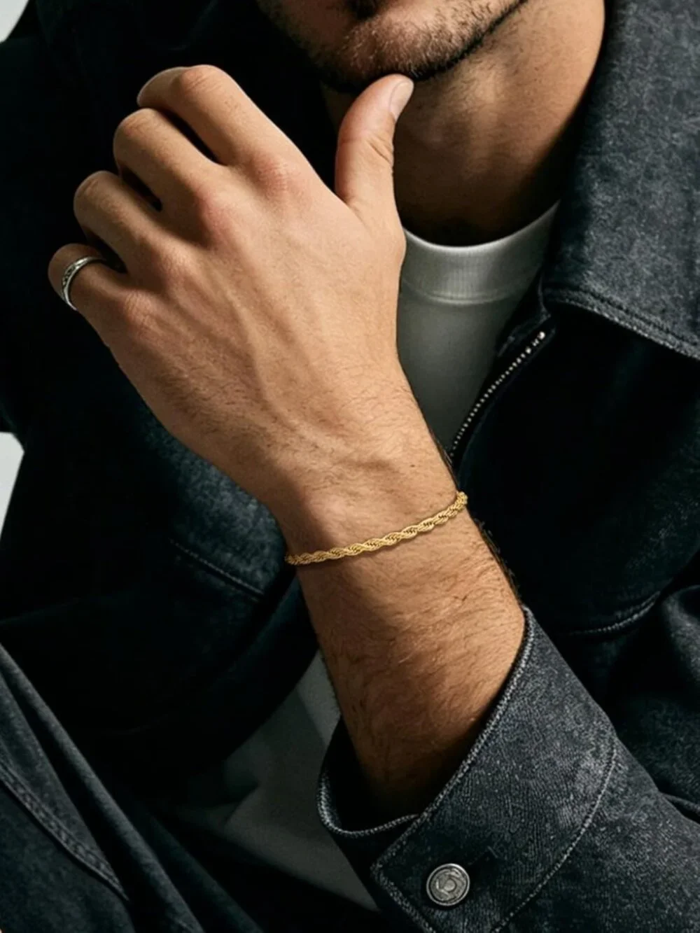 Stylish Twisted Rope Chain Bracelet for Men - Silver/Black/Gold, Multiple